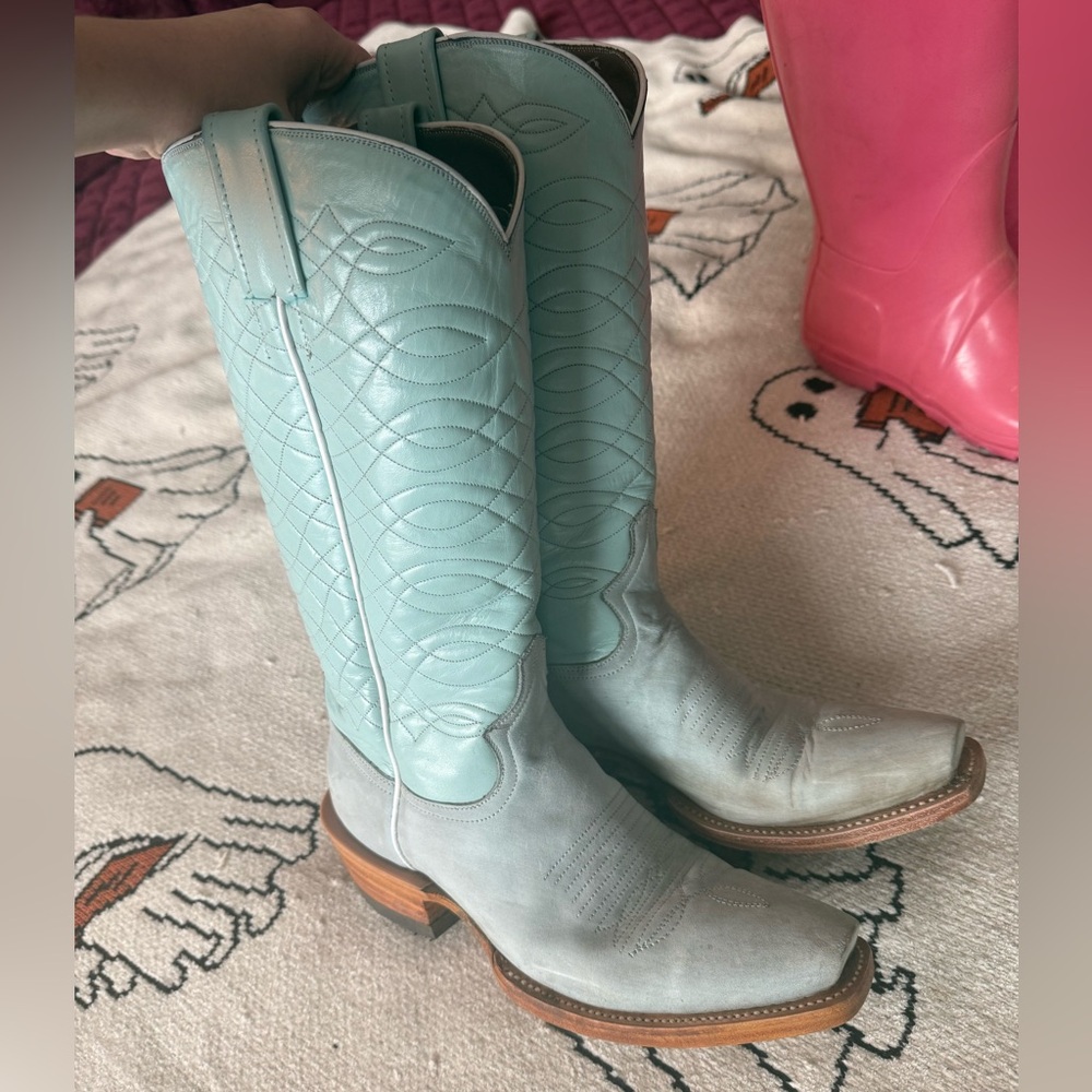 RC Custom Boots blue suede boots